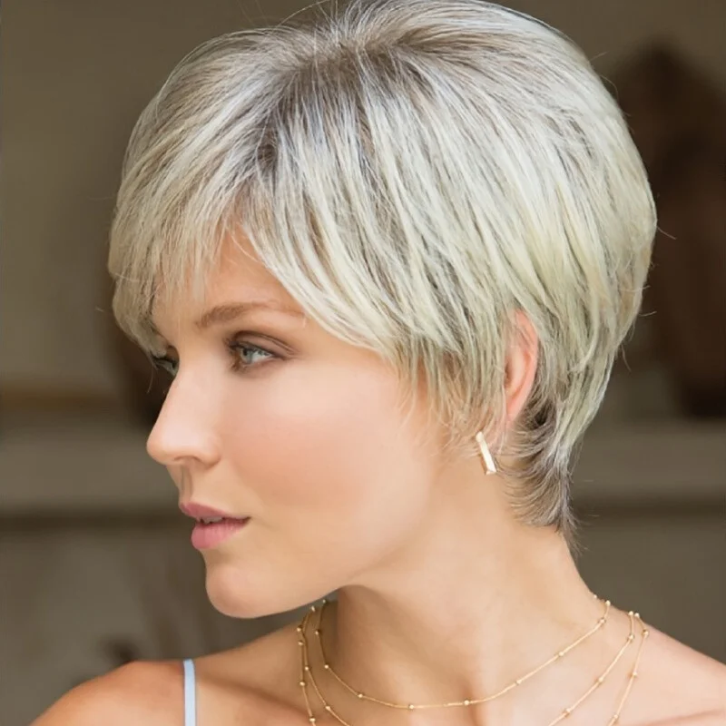 

Женский прямой короткий парик из синтетического волокна с челкой пикси из высокотемпературного волокна