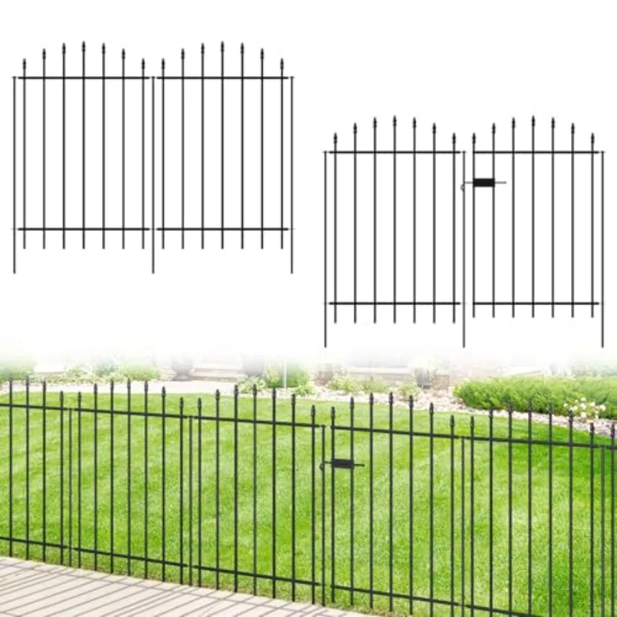 

Metal Garden Fence 36 in H x 12 ft L Bundle Metal Garden Fence with Gate 36 in H x 12 ft L