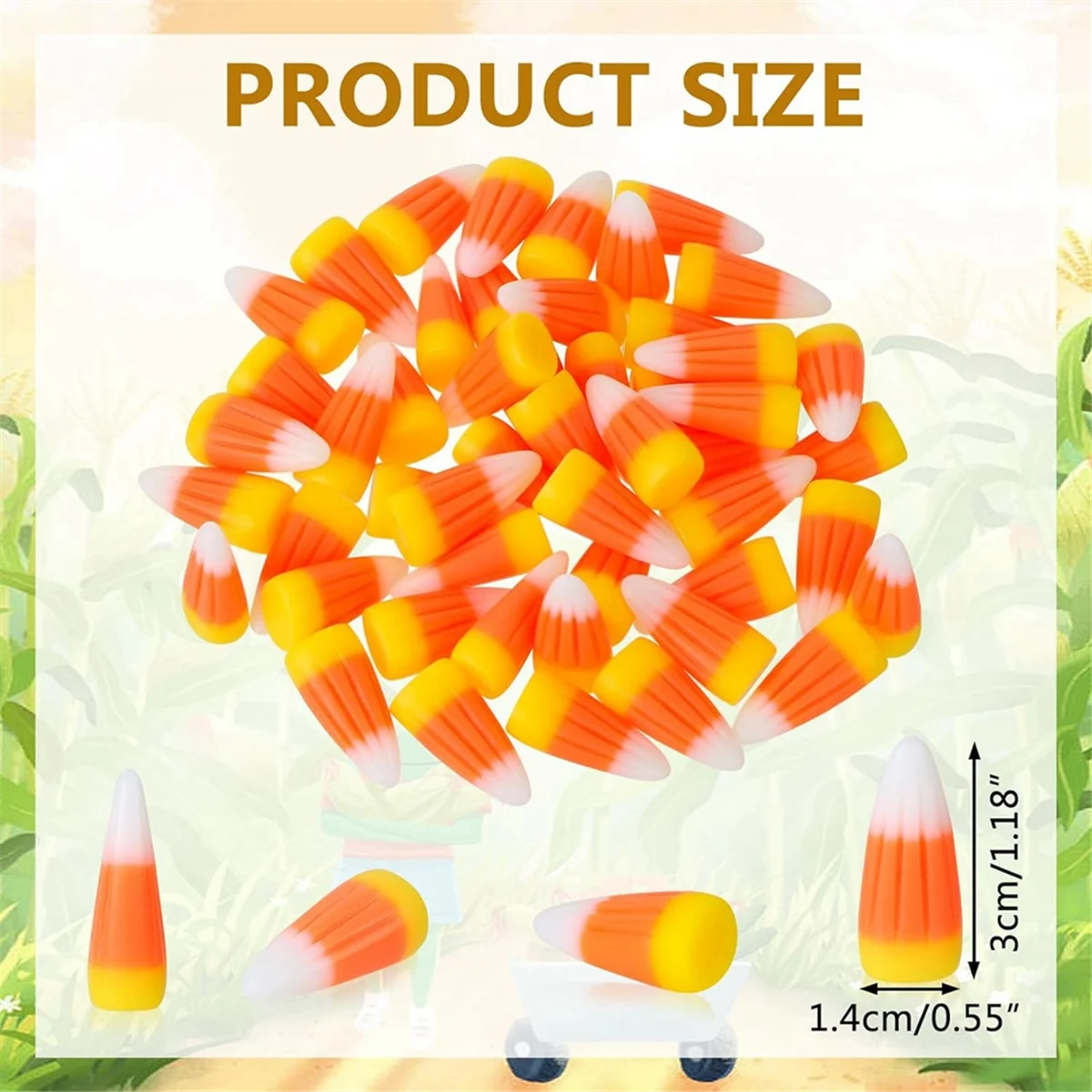 50Pcs Halloween Resin Candy Corn Artificial 3D Candy Corn Bead Fall Faux Fake Corn Scrapbooking Embellishments