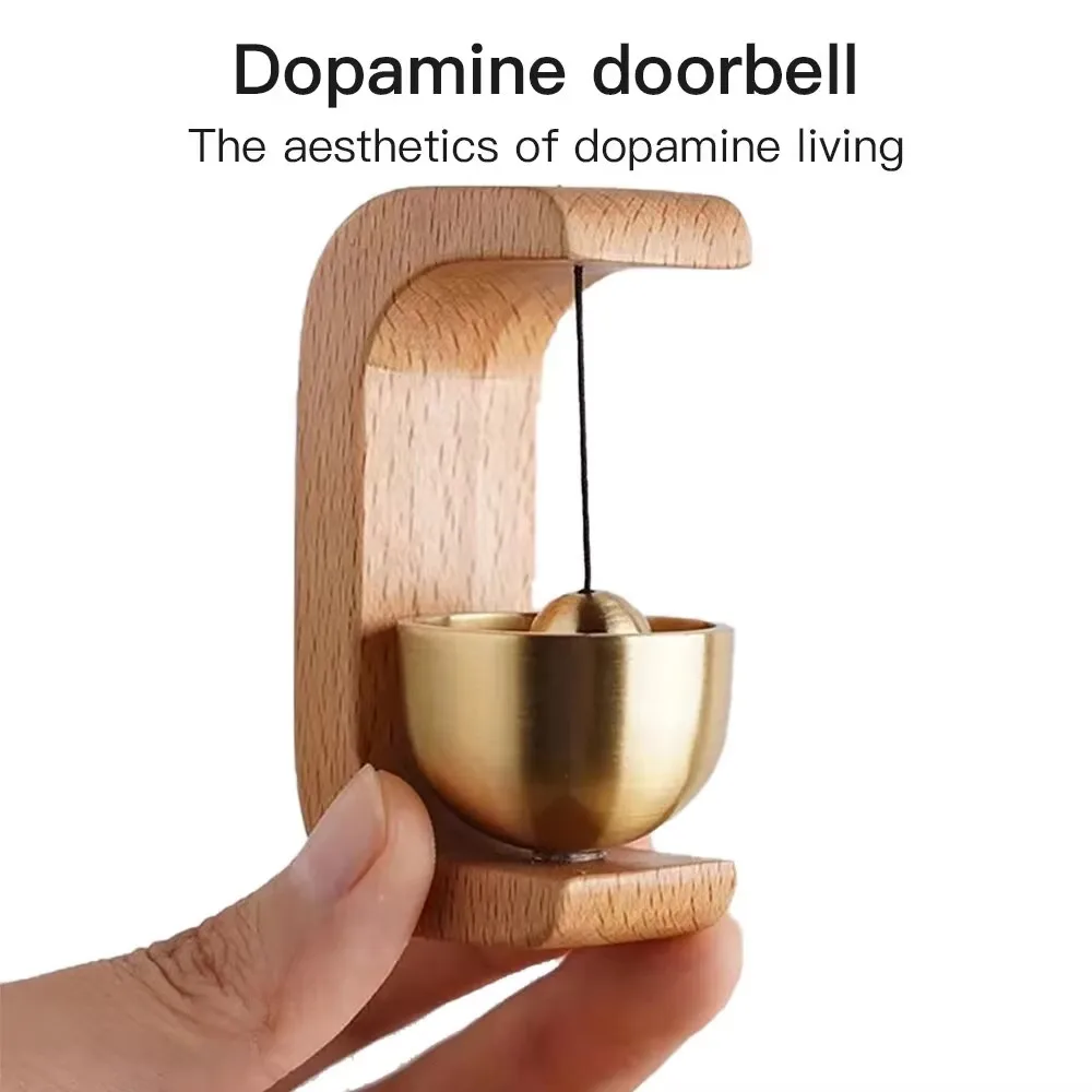 Campanilla de puerta de madera con ventosa, tipo campana de viento, para recordatorio de entrada y apertura de puerta, regalo de inauguración de casa, madera maciza Dopamine