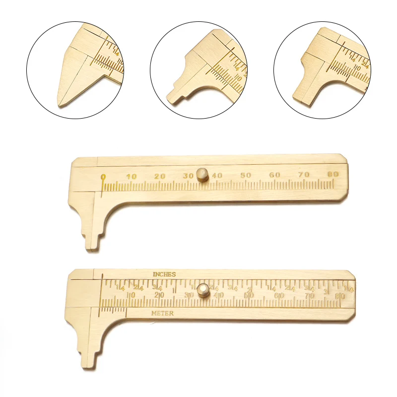 80mm Mini Copper Vernier Caliper Metal Small Portale Ruler Single Double Scale Measure Tool Measuring Ruler Craft Accessories