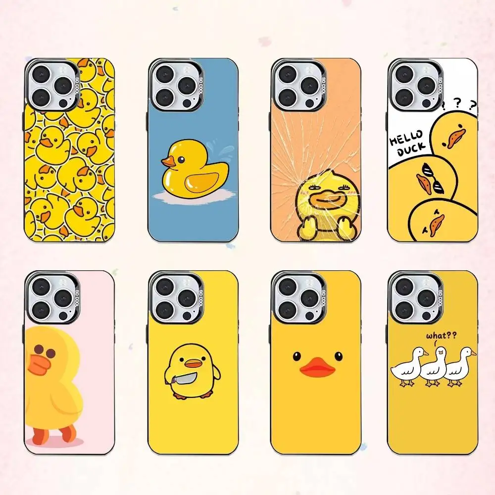 

Lovely Yellow D-Duck Phone Case For iPhone17,16,15,14,13,12,11 Plus,Pro Max Colored Silver Plated Inside Cover