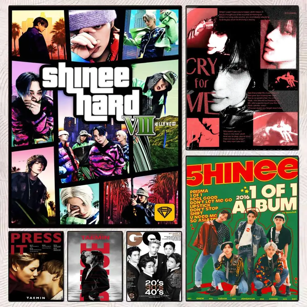 

Kpop Band S-Shinee Poster HD Art Mural Wallart Poster Waterproof Vintage Print Decor for Home Decoration DIY Durable