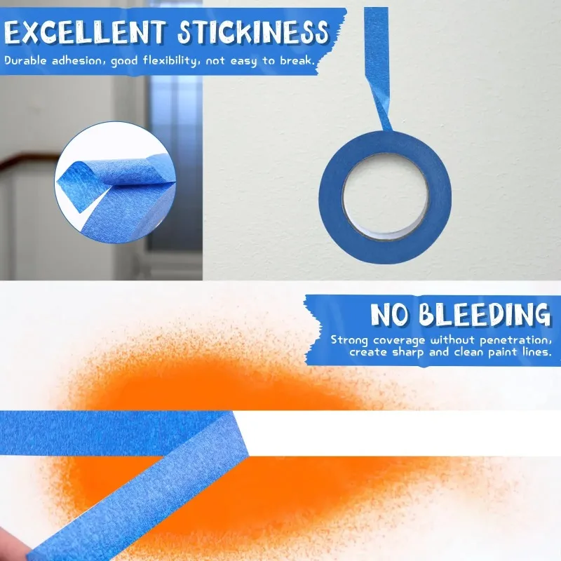 ZEXEF 1-10 لفة/مجموعة شريط طلاء متعدد الأسطح إخفاء سهل إزالة شريط طلاء أمن طلاء جدران الحرف الفنية البناء المنزل