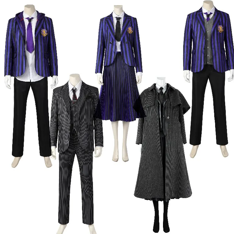 Disfraz de Morticia, disfraz de miércoles 2 Enid, uniforme escolar de la Academia Xavier para adultos, ropa de fiesta de Carnaval y Halloween