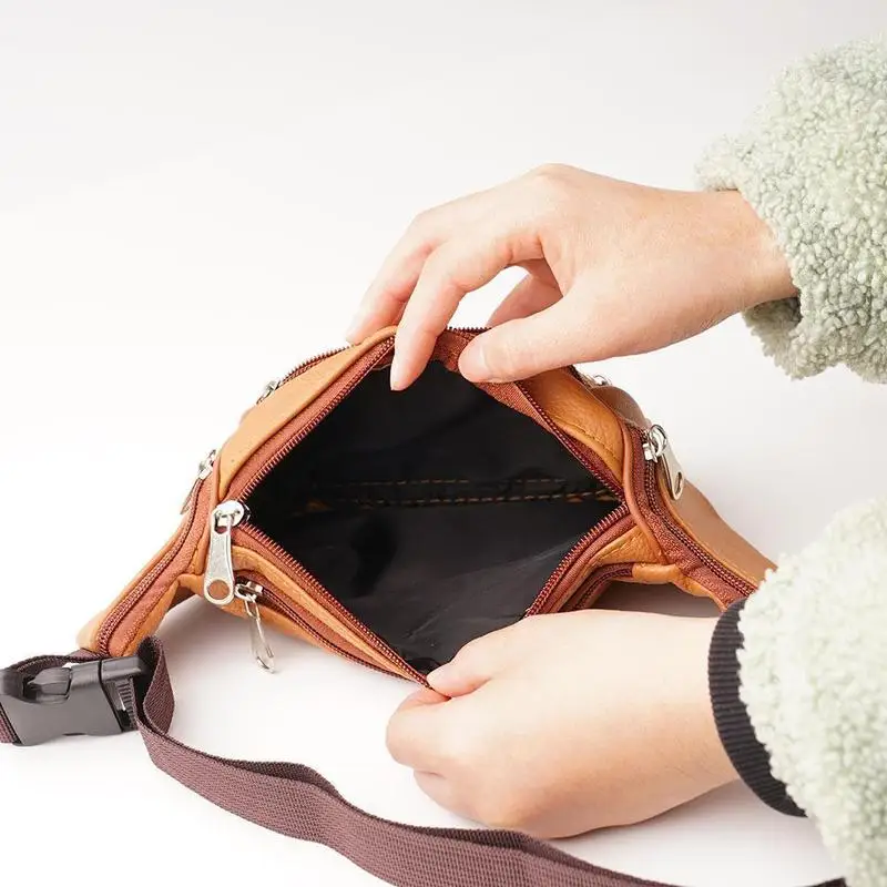 Herren-Gürteltasche aus PU-Leder, Hüfttasche, Kunstleder-Bauchtasche, modische, luxuriöse kleine Umhängetasche für Männer – Detail 5