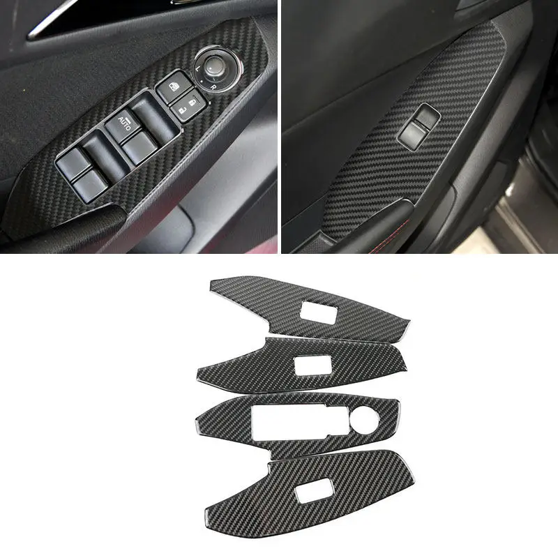 

Soft Carbon Fiber Accessories For Mazda 3 Axela 2014 2015 2016 2017 2018 2019 Car Door Windows Control Panel Trim Cover