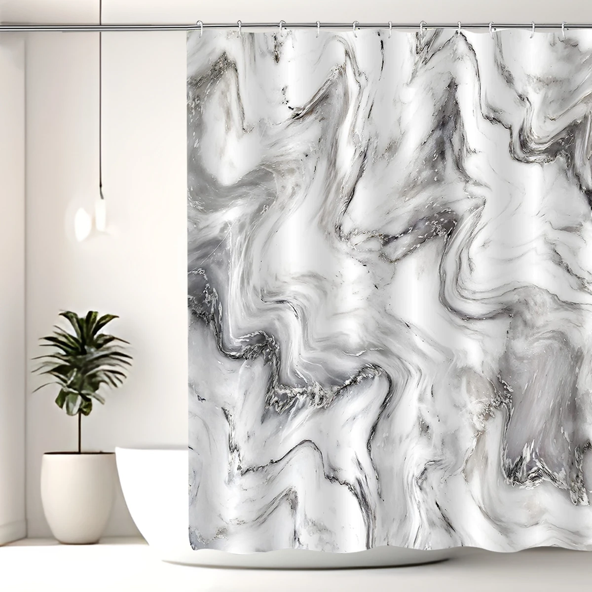 180x180cm Grey Black Marble Shower Curtain Abstract Modern Bathroom Decor Waterproof Washable Fabric Bathtub Shower Curtain