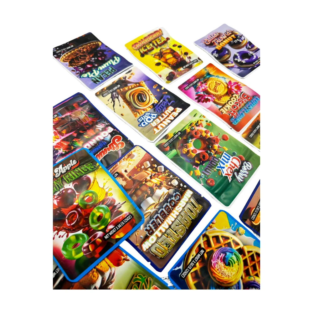 Bolsa Mylar a prueba de olores, 50 Uds., 3,5G, cierre de cremallera, bolsas Opp de plástico de papel de aluminio, embalaje sellado para almacenamiento de alimentos y dulces con pajita