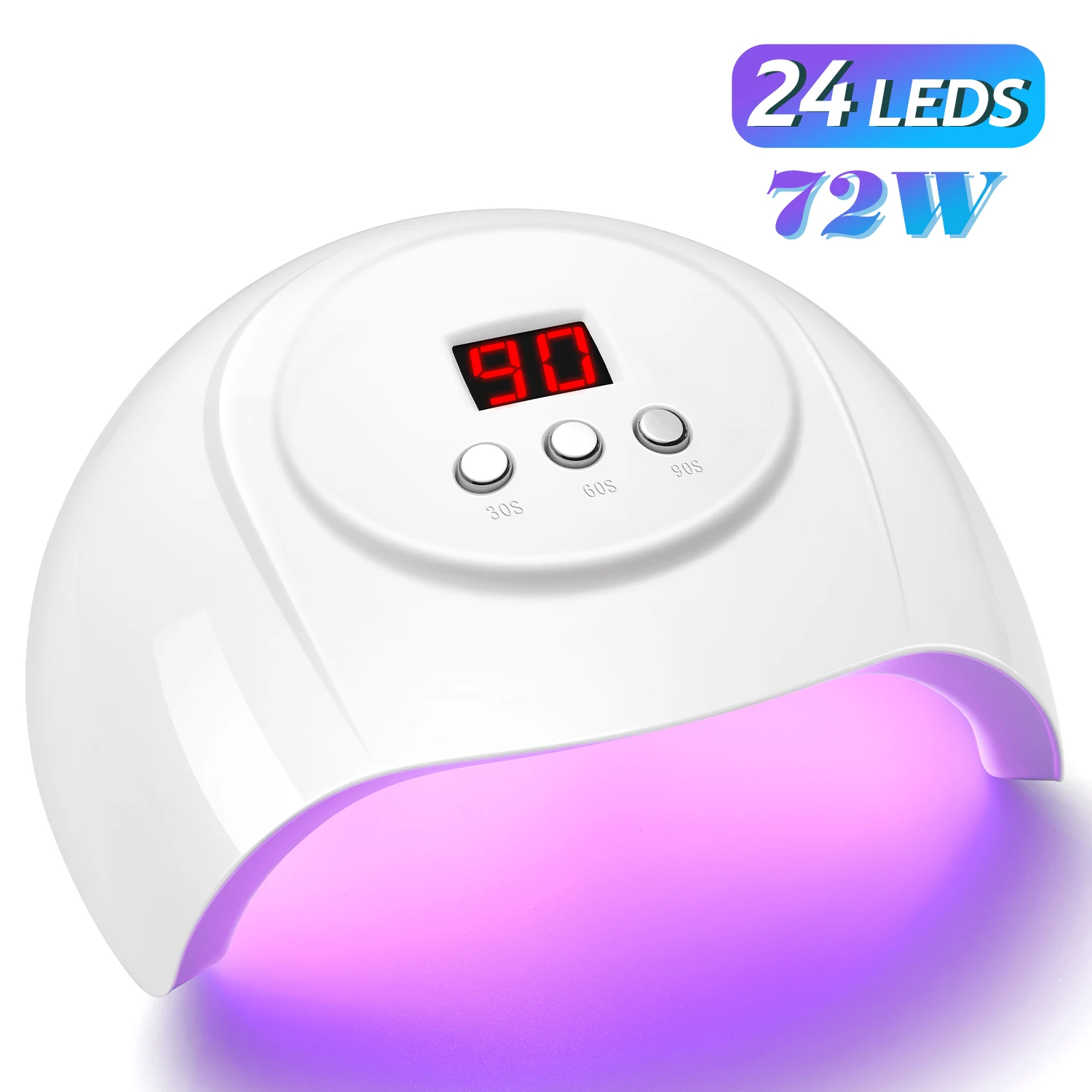 72W UV LED Nail Lamp 24 LEDs Nail Dryer with Infrared Sensor Quick-drying Manicure Lamp for Curing Nail Polish Nail Art Tools