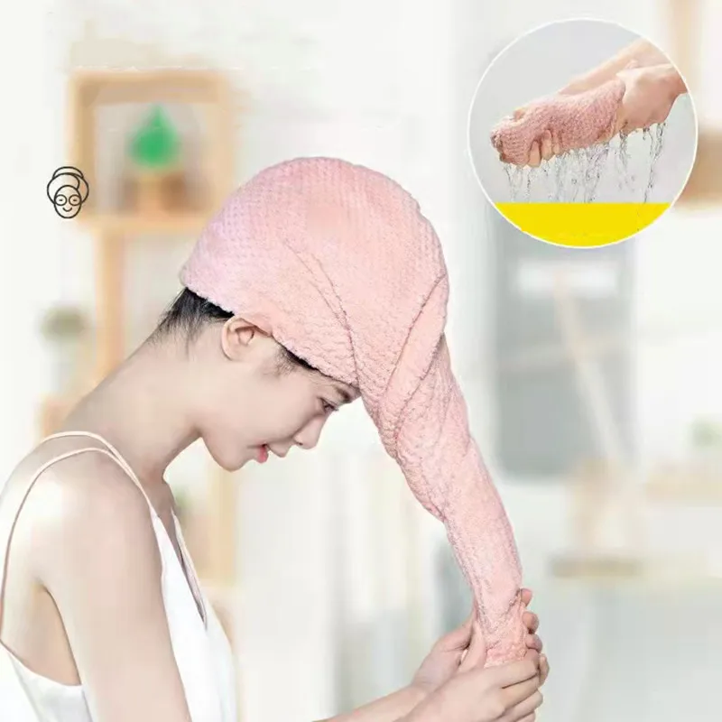 

Bathroom Hair Cap Absorb Water Head Wrap Microfiber Quick Drying Bath Wrapped Soft Towel Shower Hat Hair Drying Cap Bath Turban