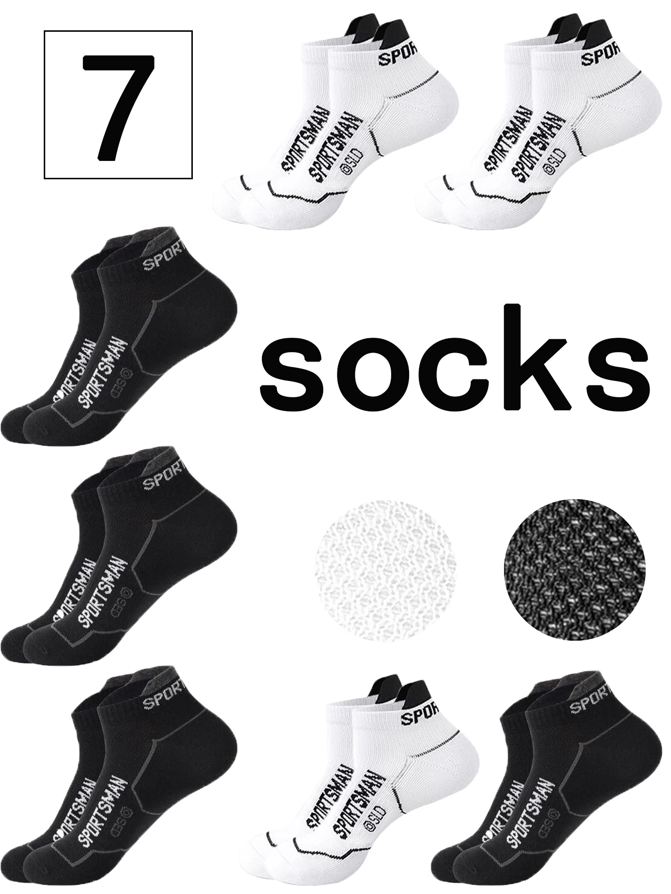 

7 Pairs Breathable Mesh Running Socks Women Men Cycling Socks Hiking Socks Sweating-absorbent Sports Socks Casual Socks