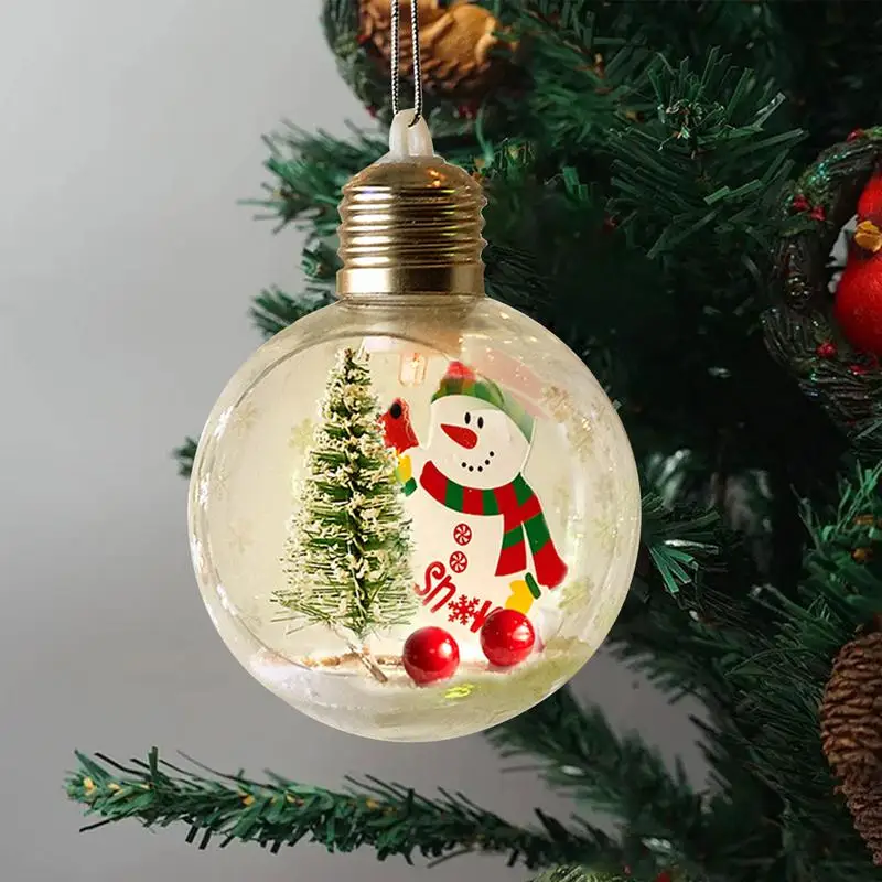 Transparent Ball Light Plastic Hanging Bulb Christmas Trees Bauble Ornament Wedding Gift Present Party Home Decoration