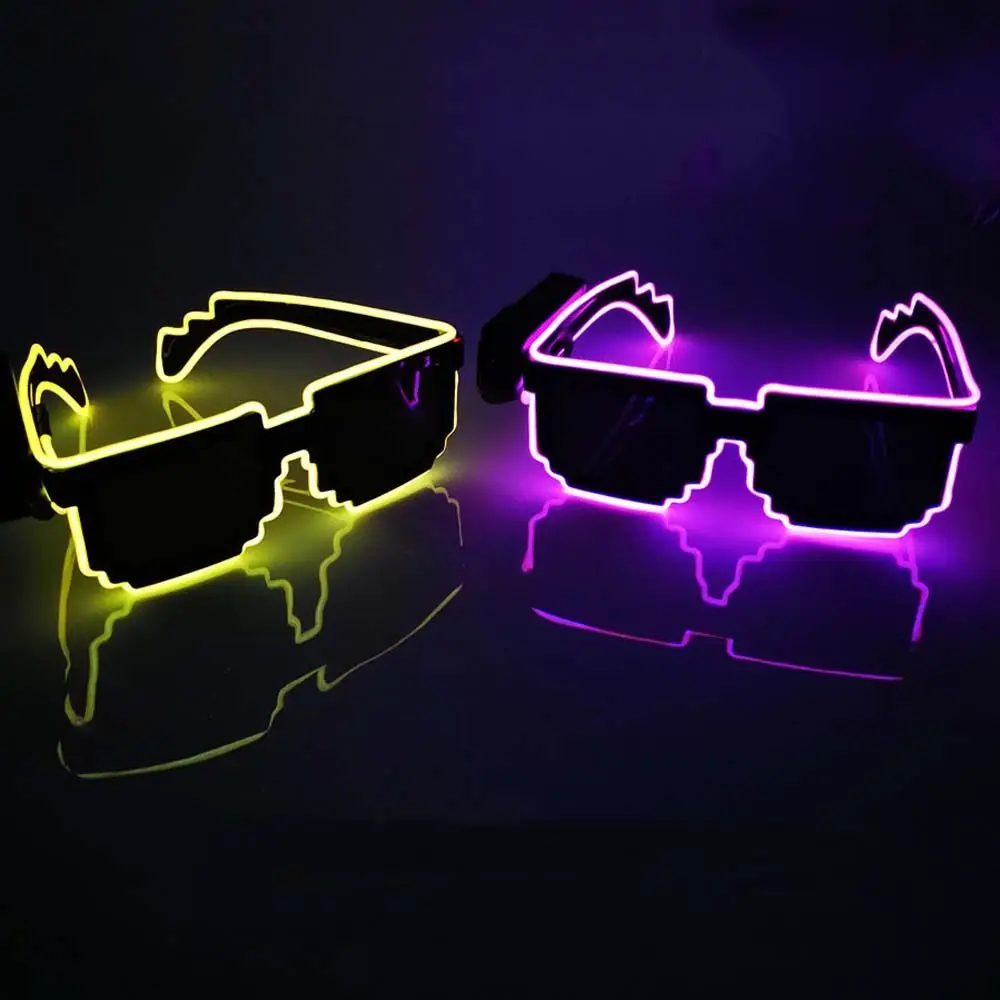 

Glowing Flashing Halloween Eyeglass Bar Supplies LED Luminous Glasses Led Light up Glasses Glowing Sunglasses Mosaic Glasses