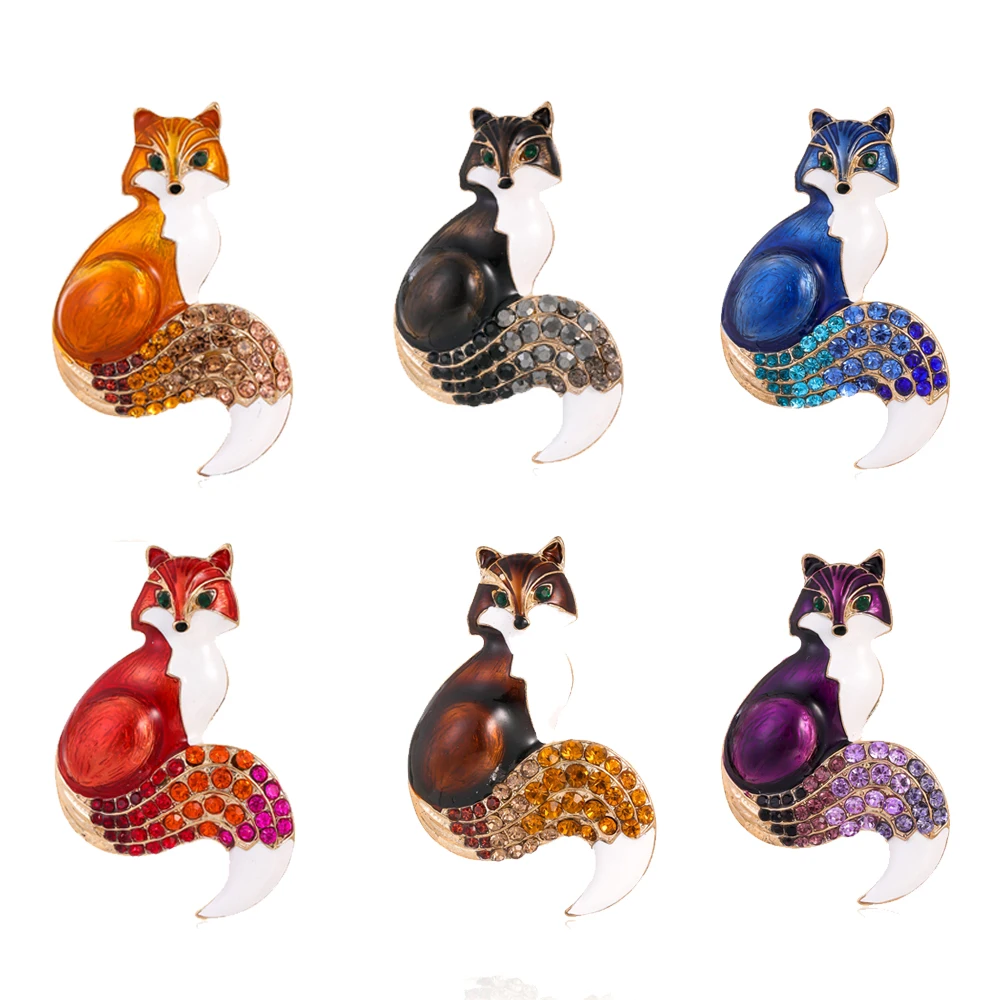 New rhinestone decoration animal women\'s brooch little fox design collar pin accessories gift