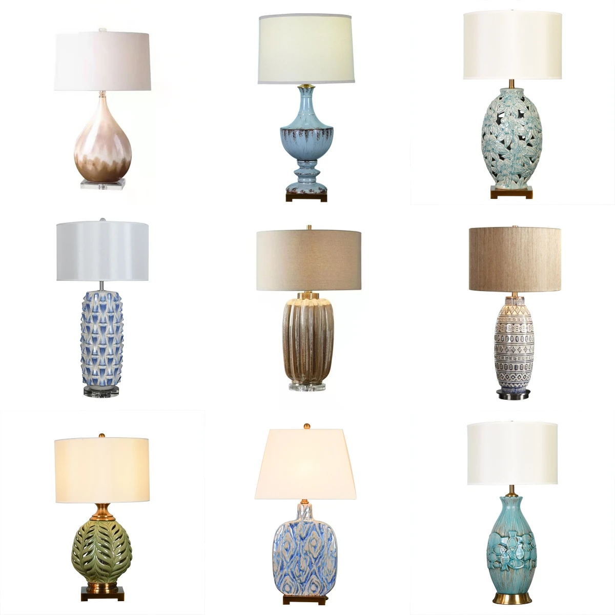 

Luxury Ceramic Table Lamp Classic Art Design Cloth Shade Lamp Villa Living Room Hotel Desk Lamp Interior Decorative Lighting