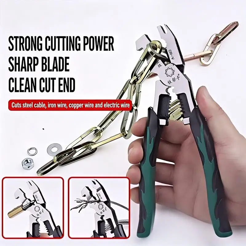 9in1 Mini Multifun Pliers Electrician Special Wire Pliers Pointed Nose Pliers For Twisting Cutting Wires And Clamping Screws