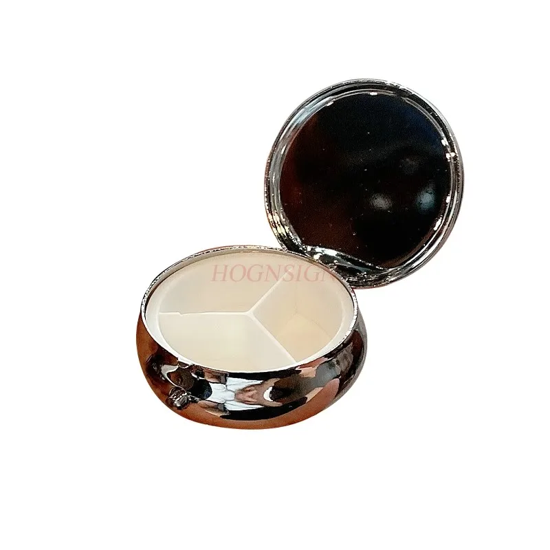 Medicine box portable packaging mini sealed compartment box with diamond inlaid medicine storage box