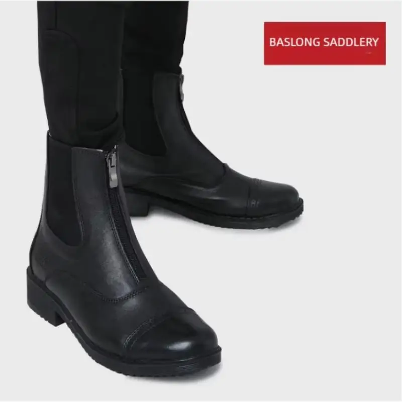 Baslong Leather Equestrian Short Boots for Women Breathable Horse Riding Boots Non-slip Wear-resistant Sole Knight Equipment