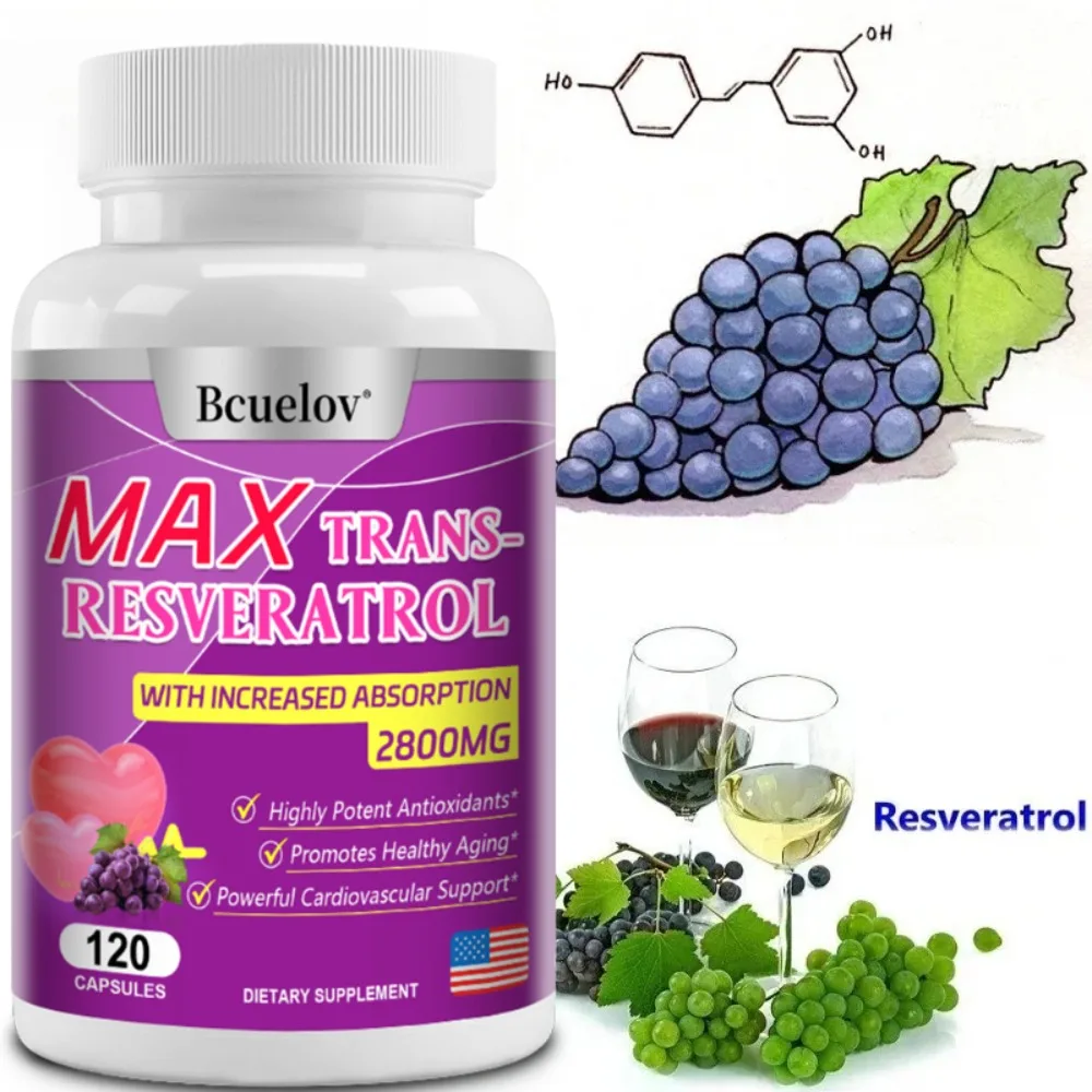 

Trans-Resveratrol - Supports Brain Function, Promotes Joint and Heart Health, and Fights Aging