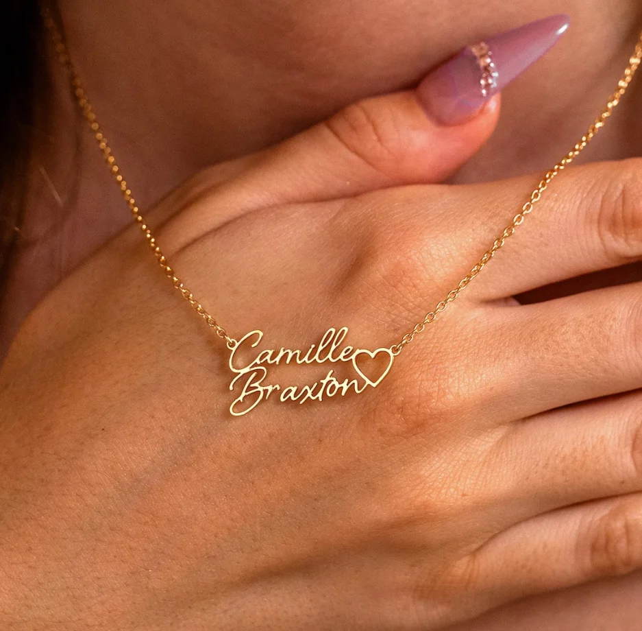 

Personalized stainless steel name heart-shaped necklace mother's necklace anniversary gift for wife Mother's Day gift