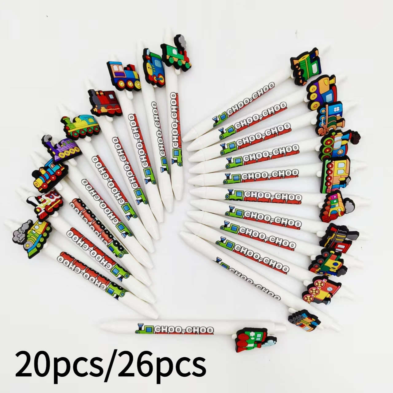 

20pcs/26pcs small train theme patch ballpoint pen white series color printing pattern gel pen