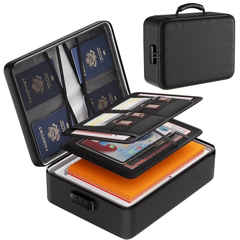 Household Multifunctional Large Capacity Document Storage Bag Fire-resistant Passport Organizing Bag