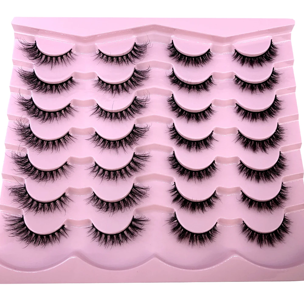 14 คู่ CAT EYE 3D Mink Lashes ขนตายาวธรรมชาติ Dramatic ขนตาปลอม Faux Cils แต่งหน้า Fake Eyelashes EXTENSION Maquiage