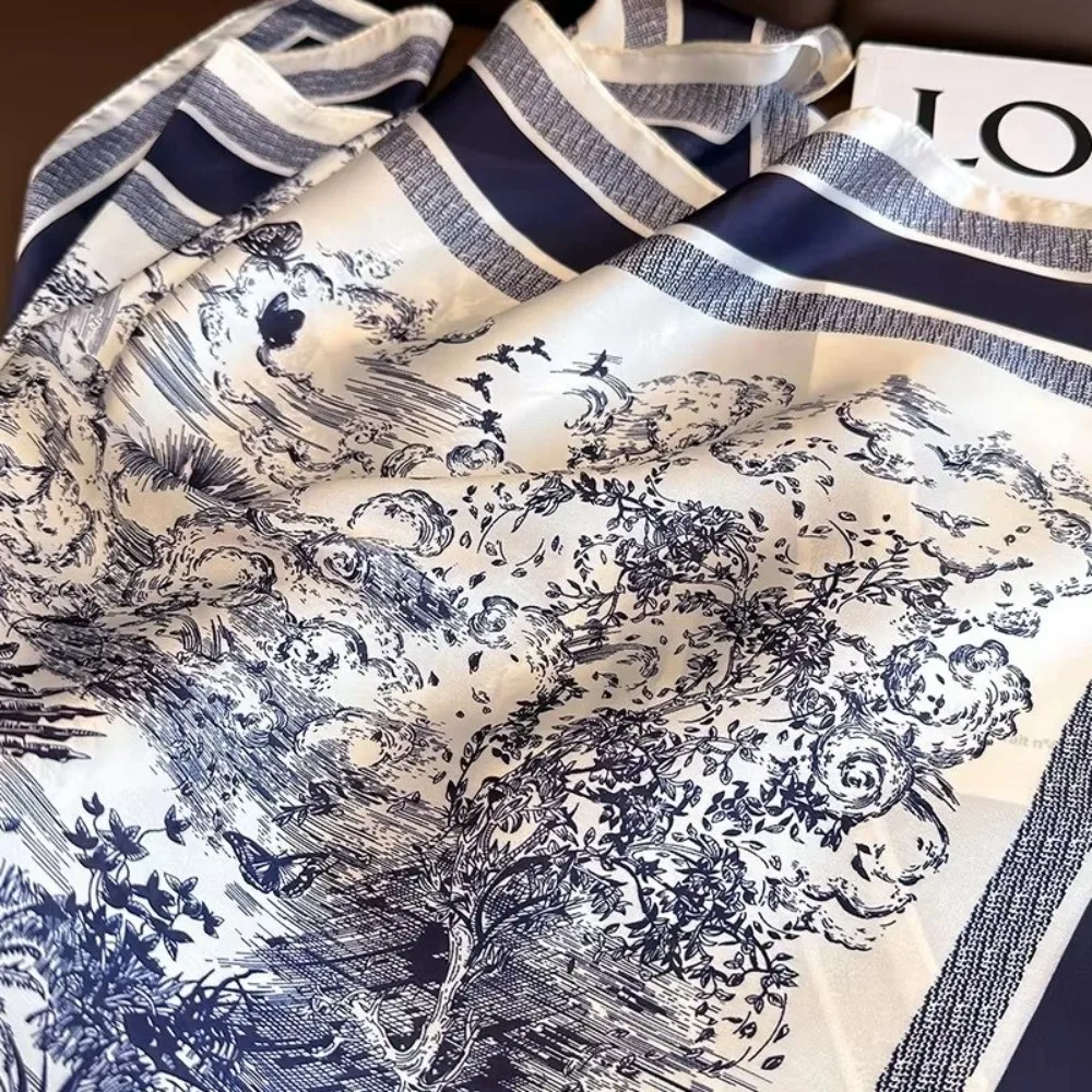 70x70cm Silk Square Scarf Silk Material Floral Print Luxury Floral Scarf Soft Fabric Square Shape Soft Satin Kerchief