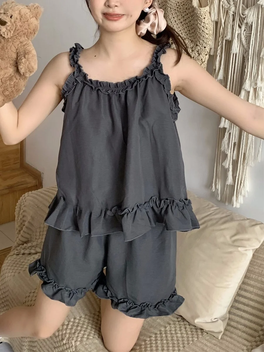 

Cute Strap Sleepwear Women's Style Summer 2024 New Student Pure Desire Summer Cool Sensation Skin-friendly Home Clothes Set