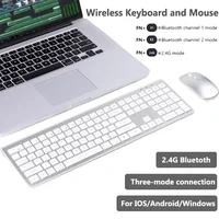 Teclado Bluetooth de tres modos 2,4G teclado inalámbrico y ratón Combo teclados recargables multidispositivo para IOS/Android/Windows