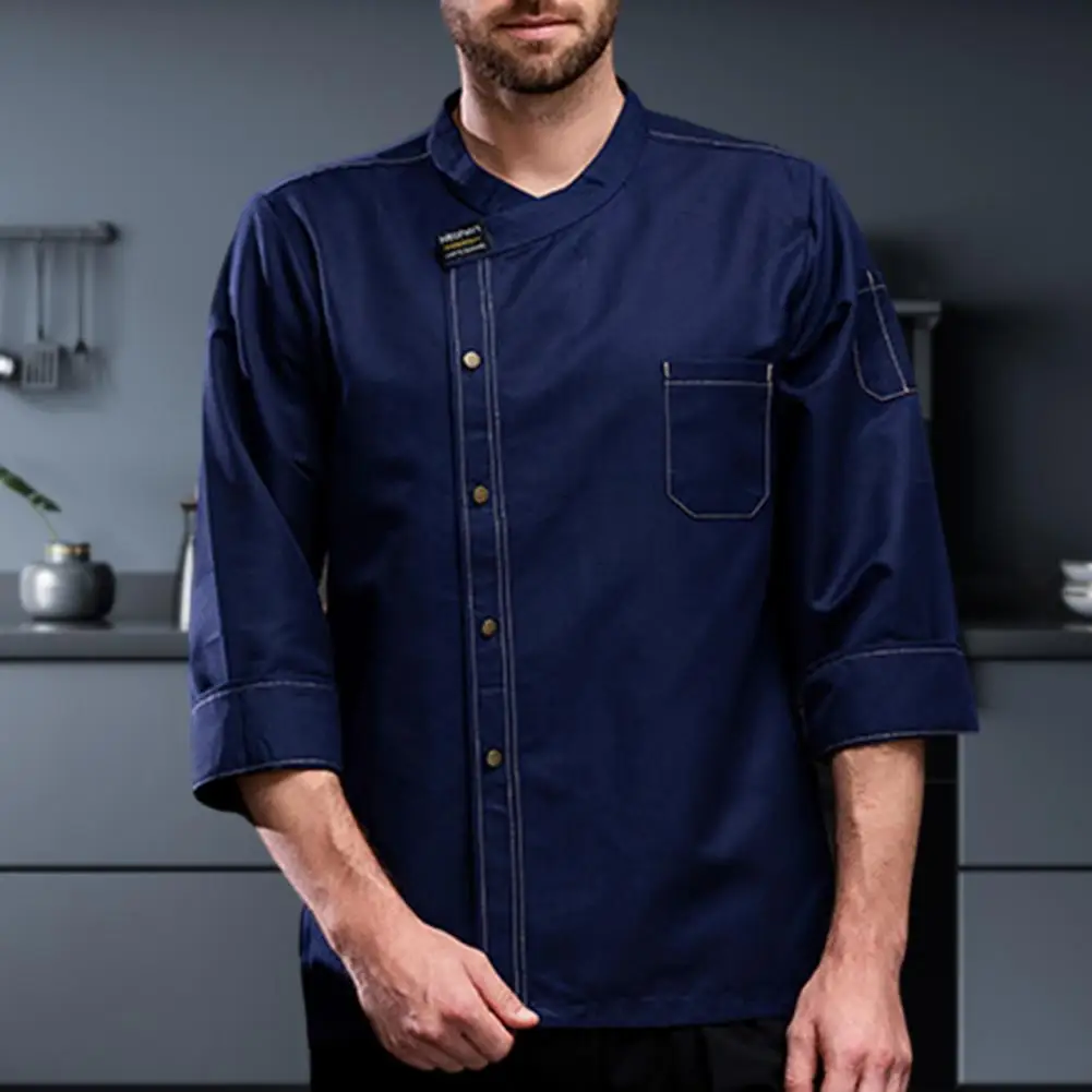 Button-up Chef Uniform Chef Top Unisex Chef Shirt Breathable Soft Stylish Kitchen Cook Uniform for Bakery Restaurant Waiter Long
