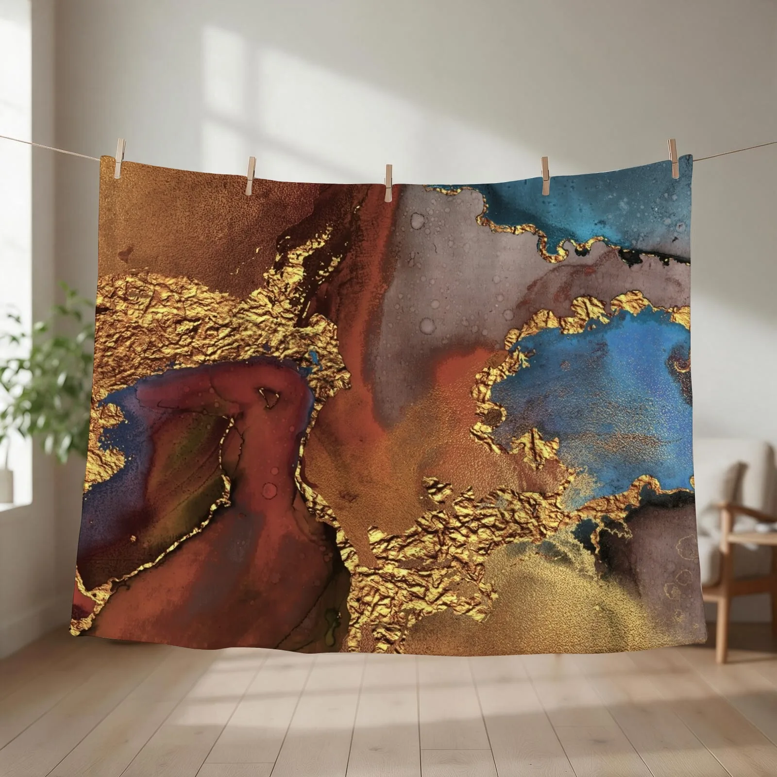 Stylish Girly Trend Autumn Ink Faux Marble Texture Throw Blanket couch cozy soft plush fuzzy picnic outdoor blanket