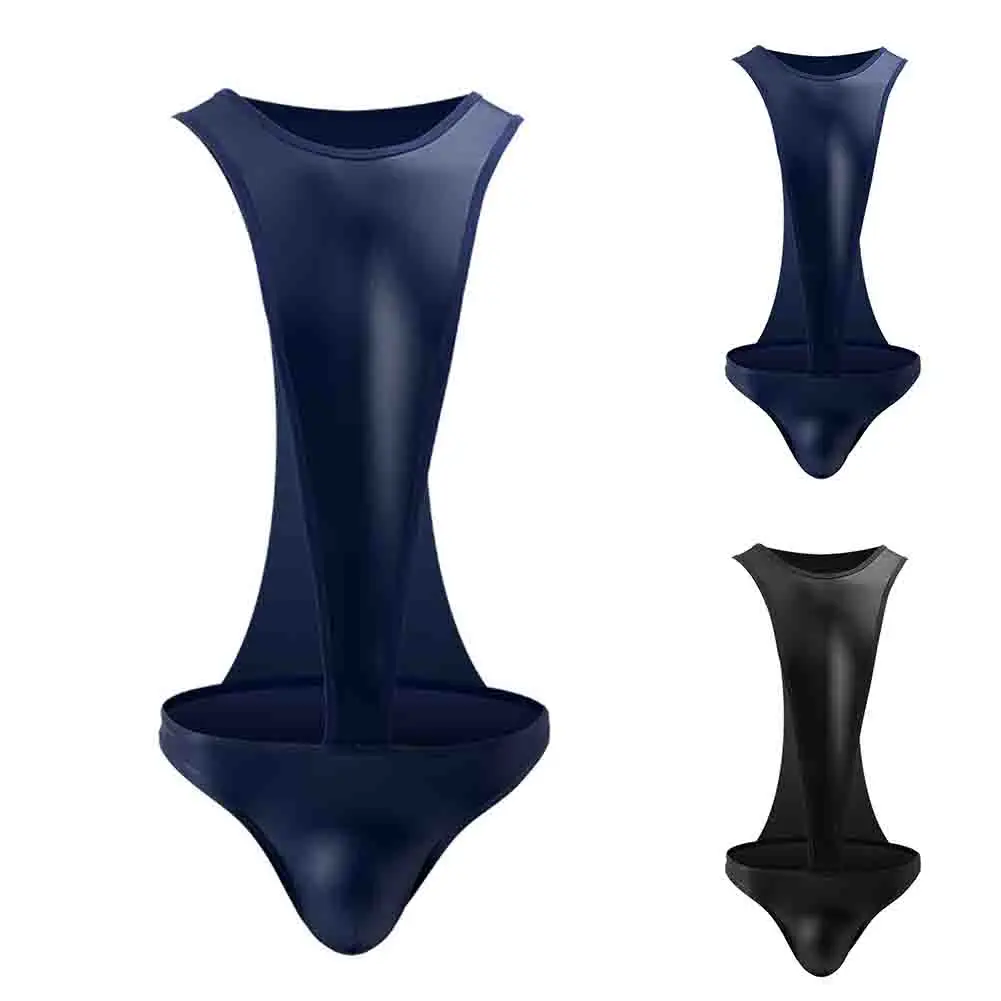 Body Shaper Imitation Leather Nightclub Outfit 10 Spandex 90 Polyester Comfort Fit O-neck Style For Men's Fashion