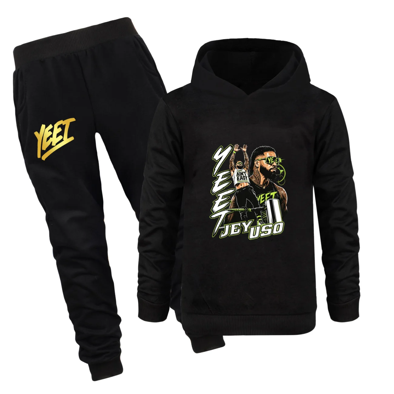 Main Event Jey Uso YEET Clothes Kids Humor Wrestler Hoodies Pants 2pcs Sets Teenager Boys Casual Tracksuit Toddler Girls Outfits