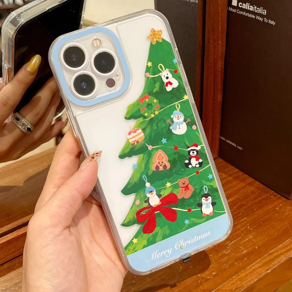 2025 جديد مضيئة دعوة تضيء فلاش شجرة عيد الميلاد سانتا جراب هاتف آيفون 17 16 15 13 12 11 14 ProMax زائد غطاء نمو الهواء