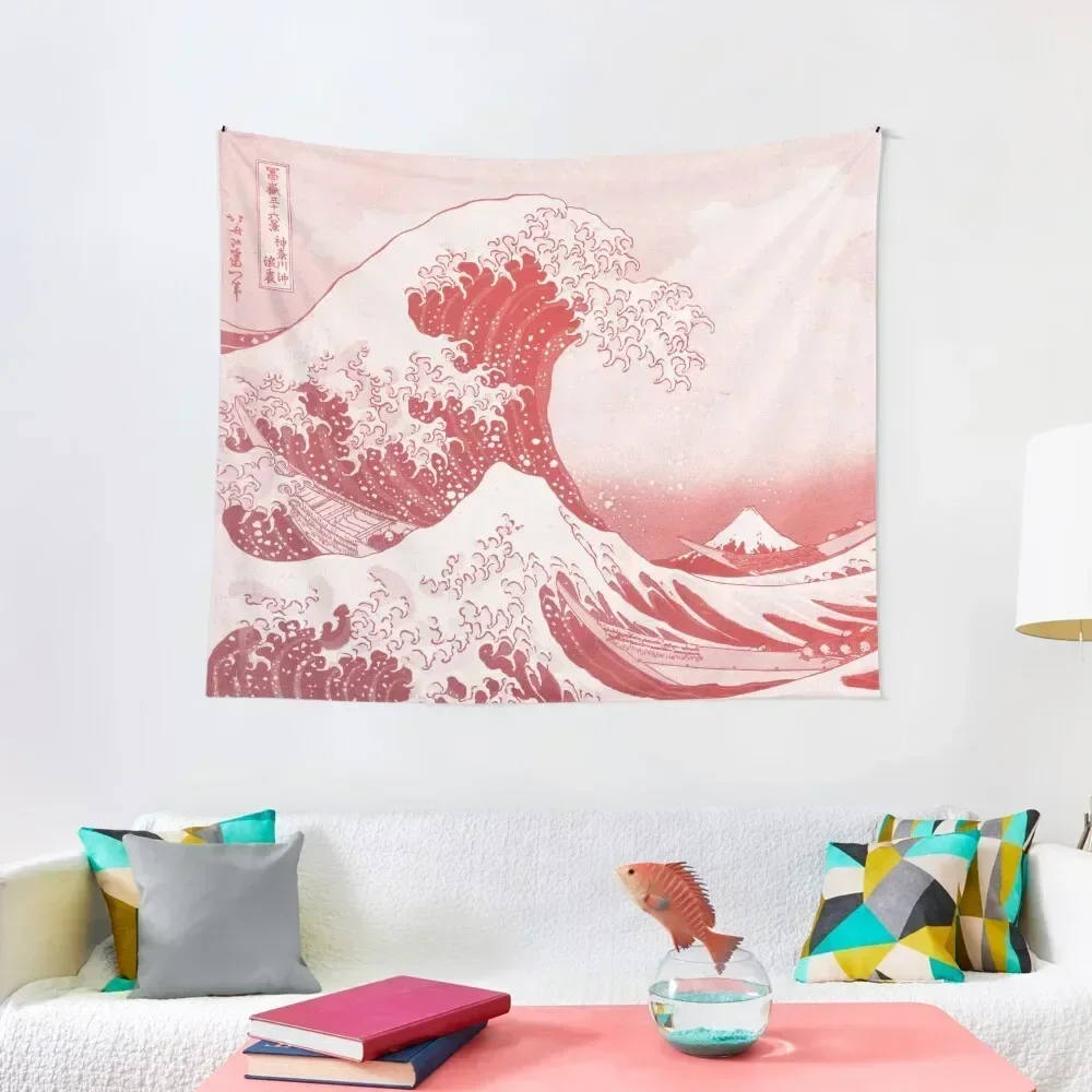 The Great Wave Off Kanagawa Japanese Wave Red Aesthetic Tapestry Home Decorations Aesthetic Wall Hanging Tapestry