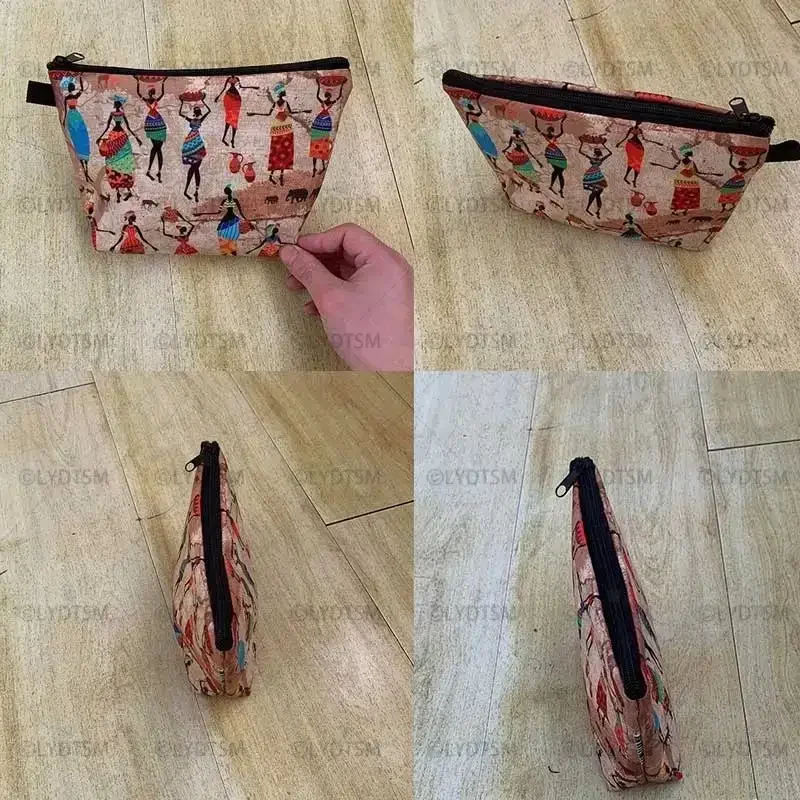 African Woman Print Cosmetic Bag Afro Ladies Makeup Bags Fashion Girls Cosmetic Case Portable Lipstick Storage Bags for Travel