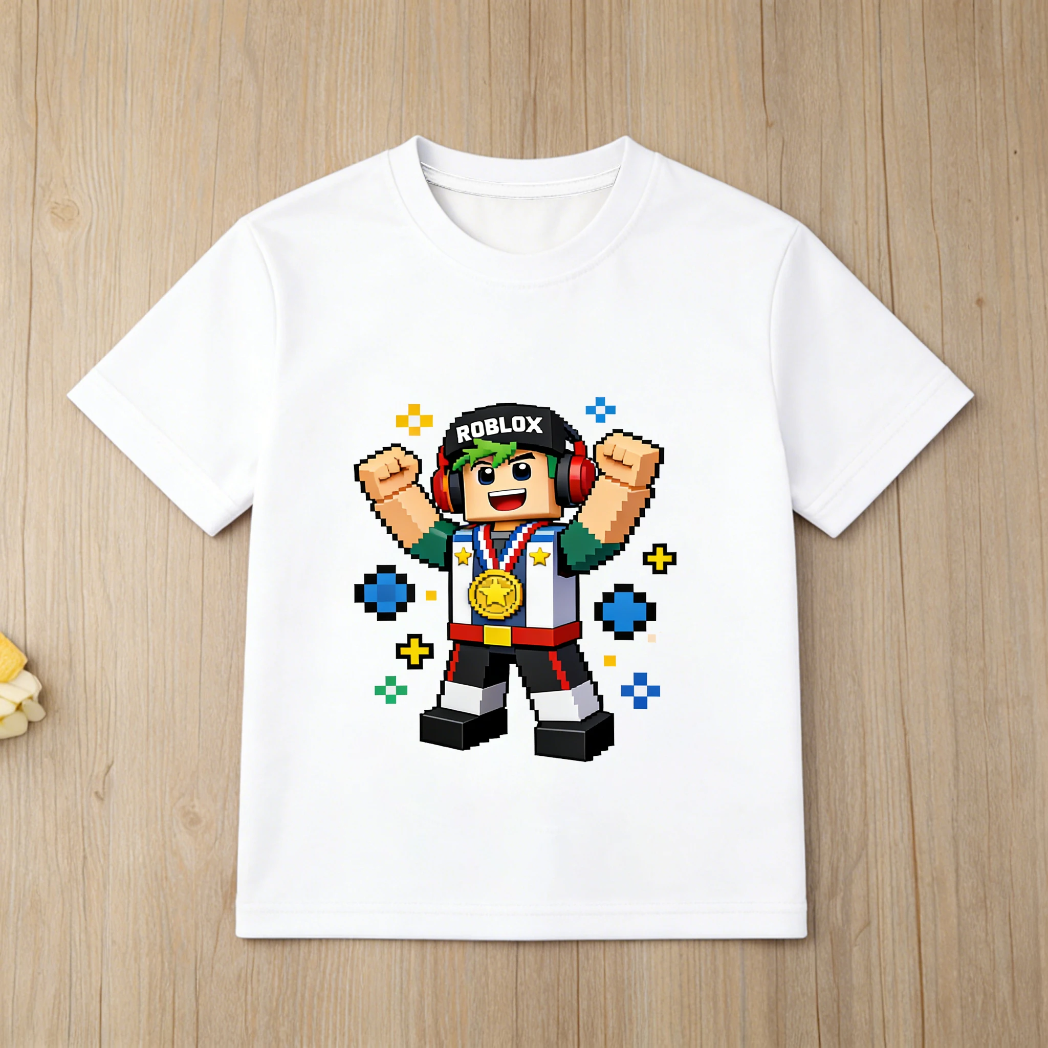 

Kids Roblox Gamer T-Shirt Cool Skateboard Character Print Short Sleeve Cotton Casual Summer Tee