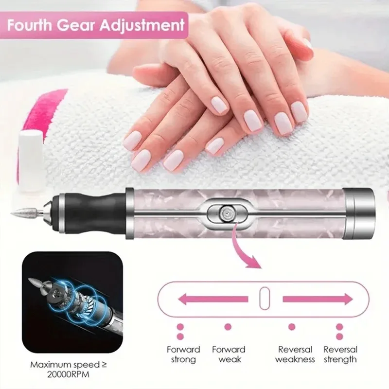 LULAA Rechargeable Electric Nail Drill Machine Cordless Electric Nail File for Acrylic Gel Nails Efile Manicure Pedicure Kit