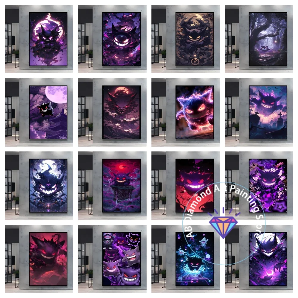 

Pokemon Showcases Gengar's Evil Square Round AB Diamond Painting Kit 5D DIY Cross Stitch Handmade Art Crafts Home Decor Gift
