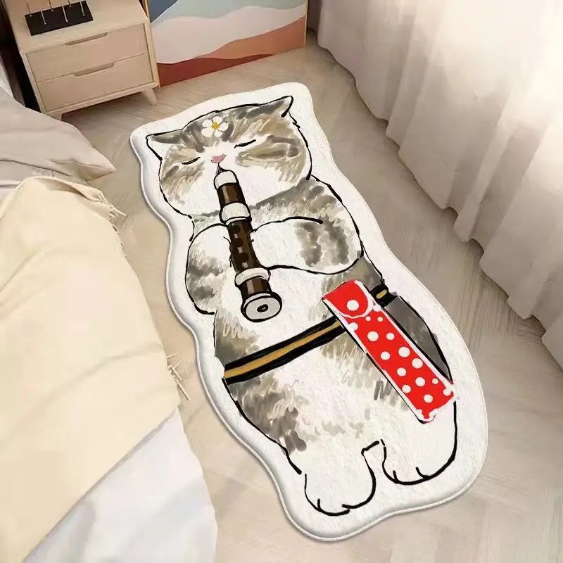 Faux Cashmere Cute Cartoon Pet Carpet Home Bedroom Bedside Decorative Floor Mat Anti-slip Dirty Resistant Machine Washable Rug