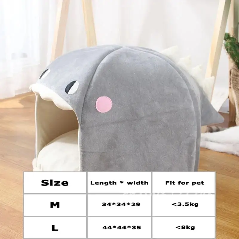 

Shark cave cat house pet bed tent lounge chair dog dog puppy cozy house mat for mat supplies basket kitten bed warm cat