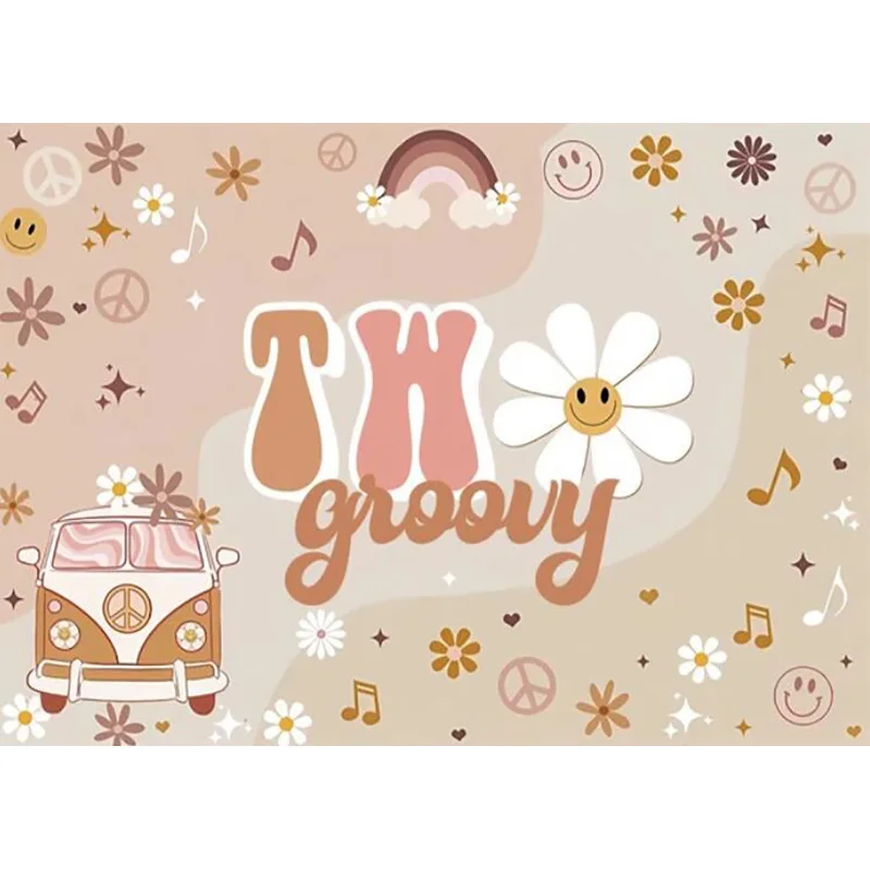 Boho Rainbow Daisy Girl 1 ° compleanno fotografia sfondo pace neonato sfondo Baby Shower Party Decor puntelli da Studio AZ-02