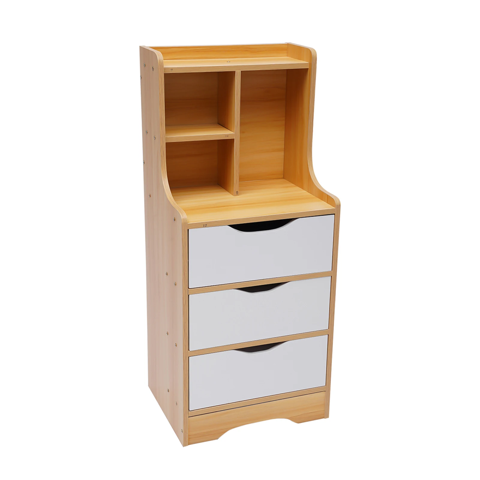 White Nightstand 3 Drawers with Open Storage Cabinet Bedroom Side Stand Cabinet Tall Nightstand Bedside Tables with Storage