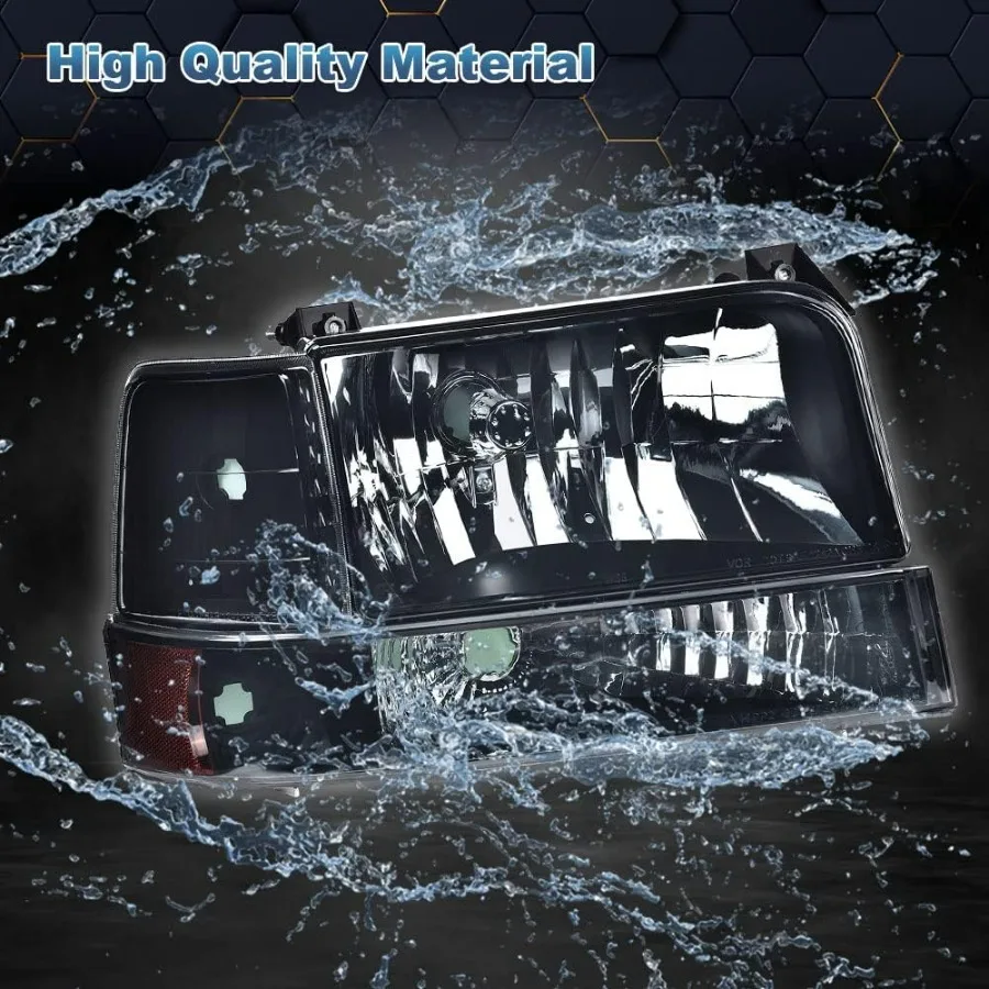 مجموعة المصابيح الأمامية مع مصابيح مصد إشارة الزاوية لـ 9296 برونكو 9296 F150 9297 F250 F350 FS عدسة دخان المركبات فائقة التحمل
