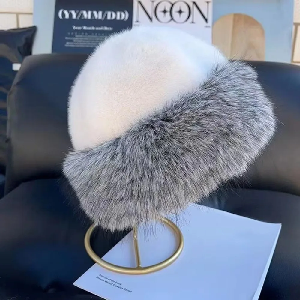 

New Warm Fluffy Fur Bucket Hat Ear Protection Plush Fisherman Hat Soft Thicken Berets Winter