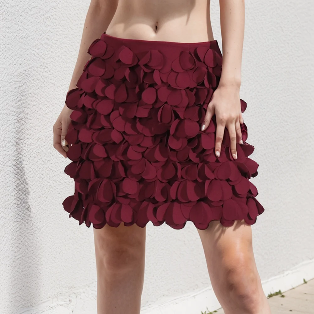 

Solid Spliced Disc Ball Skirts For Women High Waist Spliced Zipper Temperament Club Mini Skirts Female Fashion New