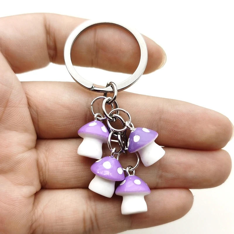 Cute Cartoon Mushroom Keychain Resin PendantKeychain Color Mushrooms Keychain Forest Fairy Party Men or Woman Jewelry Gift