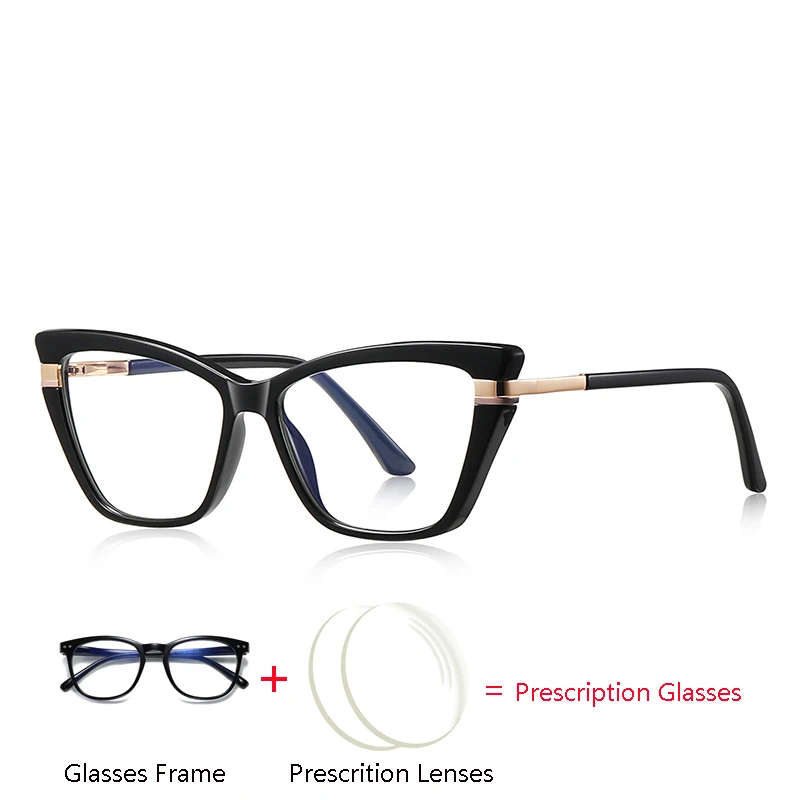 

Spring Leg Cat Eye Shortsighted Prescription Glasses Women Big Face Anti Blue Light Myopic Spectacle 0 -0.5 -0.75 To -6.0